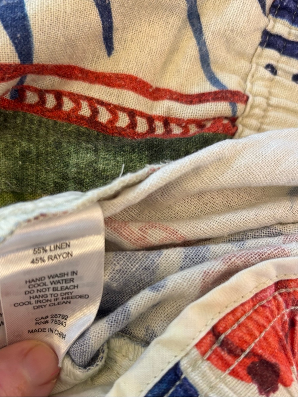 Rachel Zoe Cream Tropical Fruit Print Wide Leg linen Pants - Picture 9 of 9